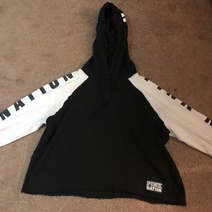 PINK NATION black cropped hoodie